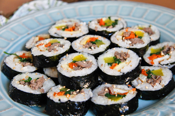 Ground Beef Gimbap (김밥) - AKA Korean Sushi - Buttered Side Up