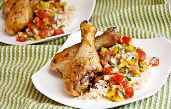 Baked Chicken Legs with Tomato Salad