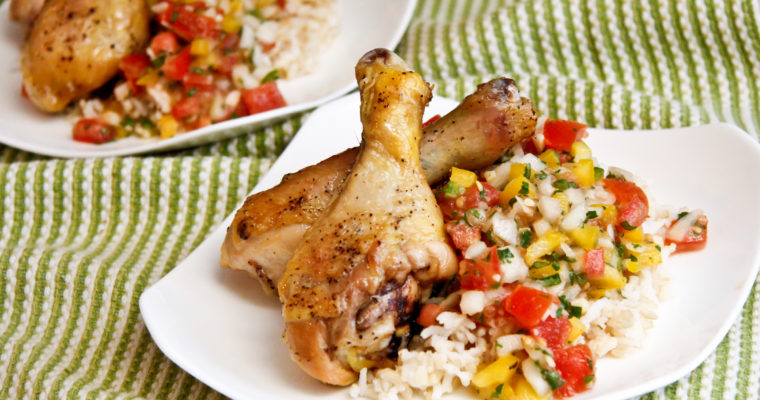 Baked Chicken Legs with Tomato Salad