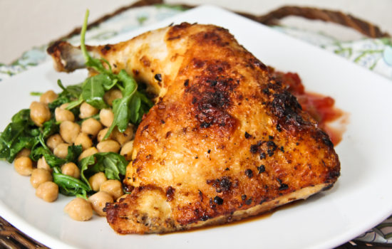 Chicken with Chickpeas and Arugula