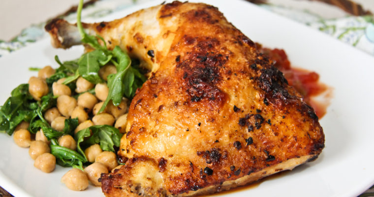 Chicken with Chickpeas and Arugula
