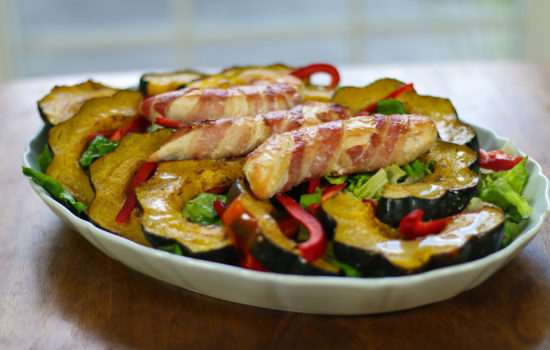 Bacon Wrapped Chicken with Acorn Squash Salad