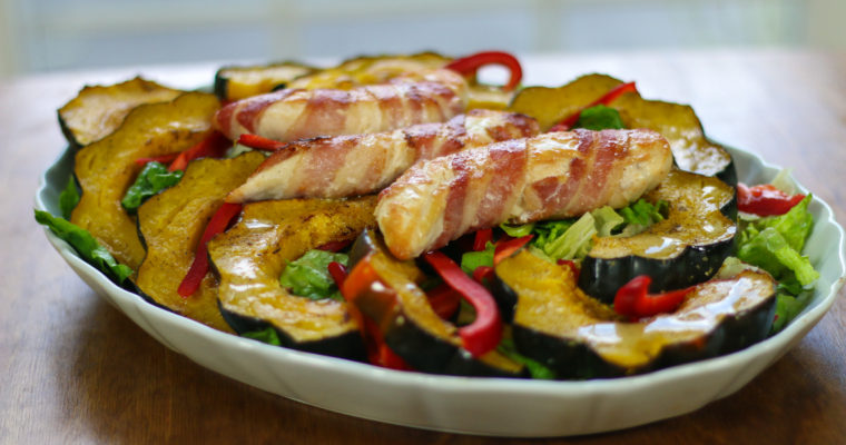 Bacon Wrapped Chicken with Acorn Squash Salad
