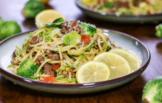Sausage and Brussels Sprouts Spaghetti