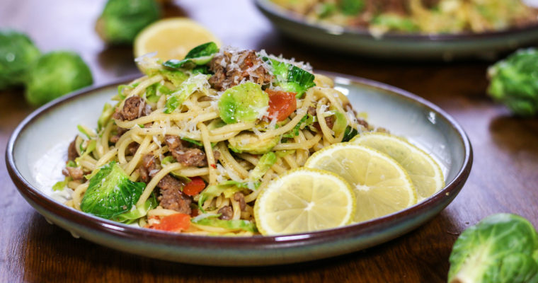 Sausage and Brussels Sprouts Spaghetti