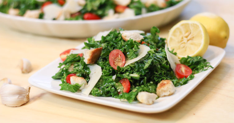 Kale Salad with Garlic Croutons