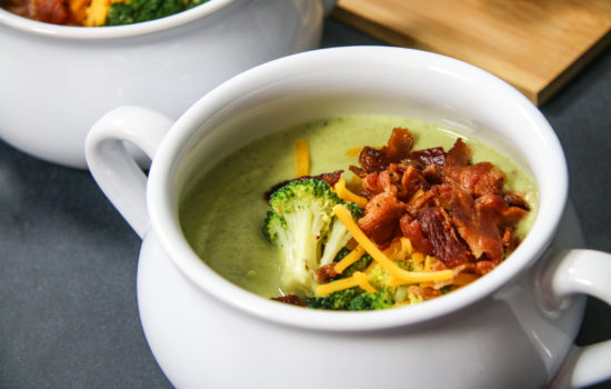 Cream of Broccoli Witches’ Brew Soup with Bone Breadsticks