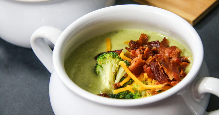 Cream of Broccoli Witches’ Brew Soup with Bone Breadsticks