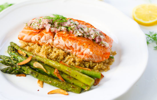 Salmon with Quinoa and Asparagus