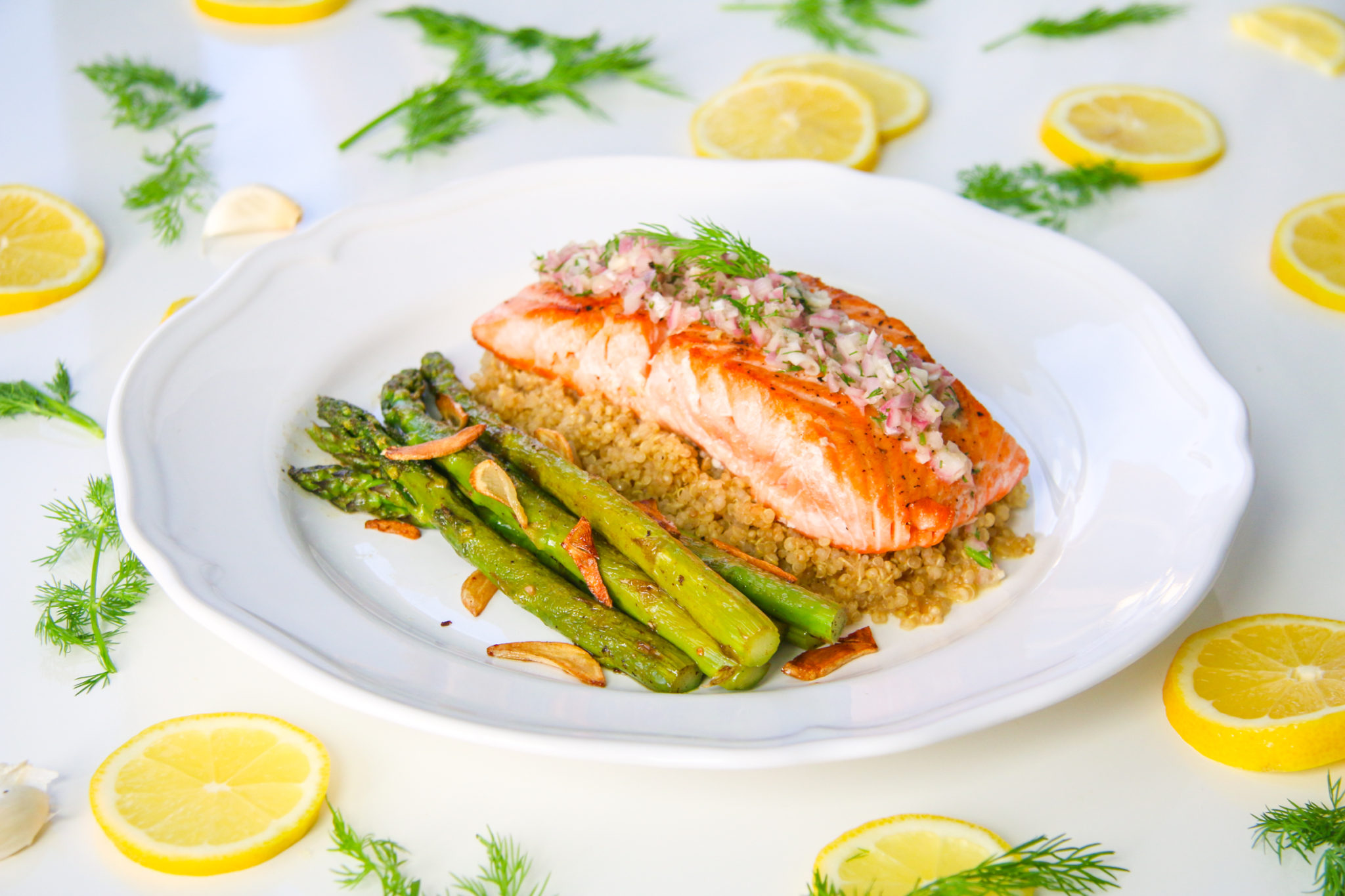 Salmon with Quinoa and Asparagus – Chef Julie Yoon