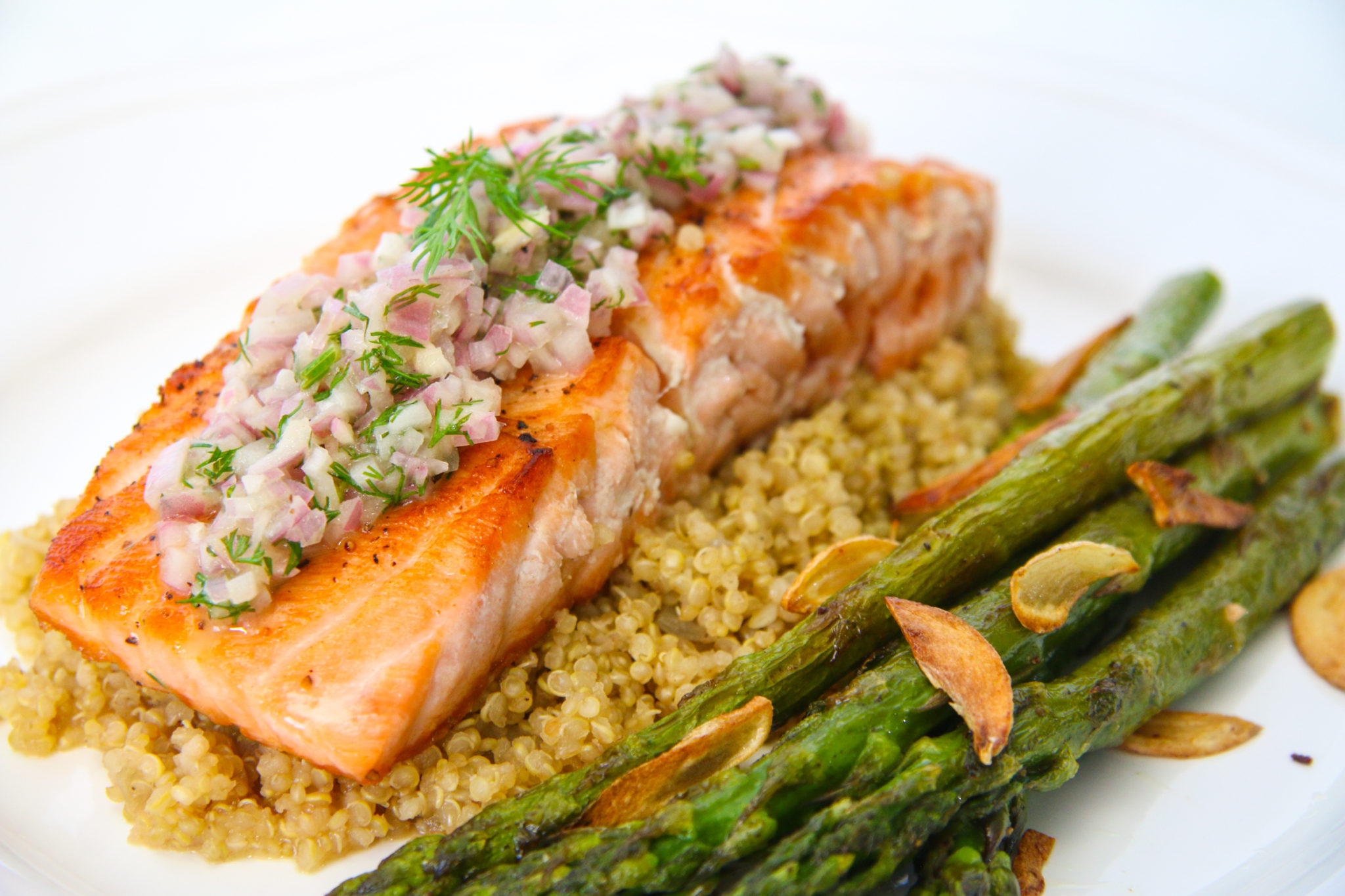 Salmon with Quinoa and Asparagus – Chef Julie Yoon