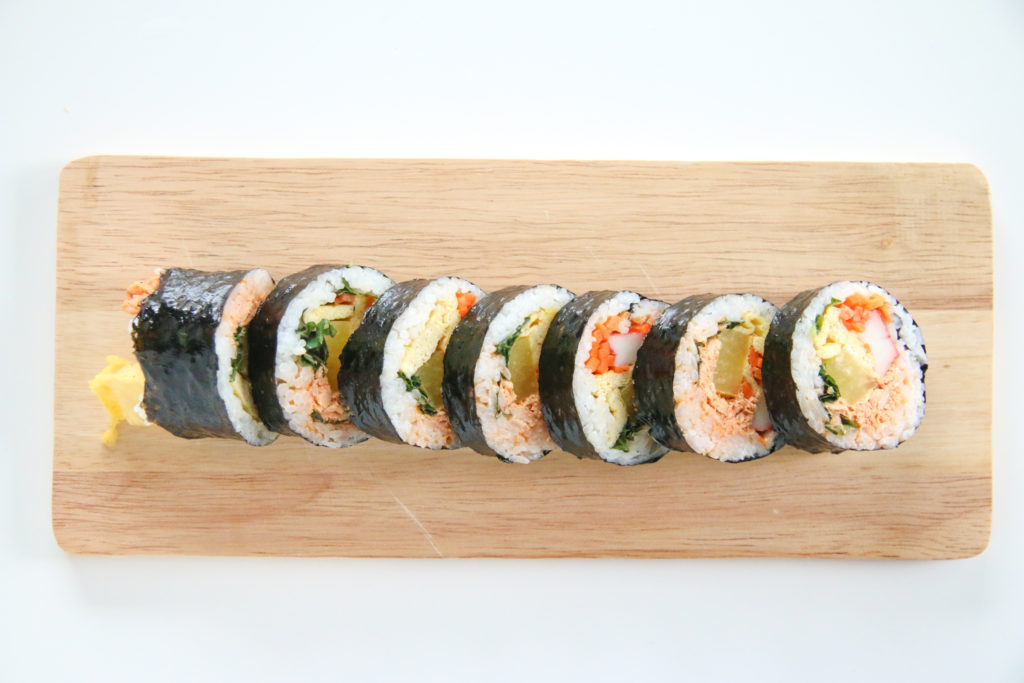 I rolled and made my first Gimbap last night! I didn't use a sushi