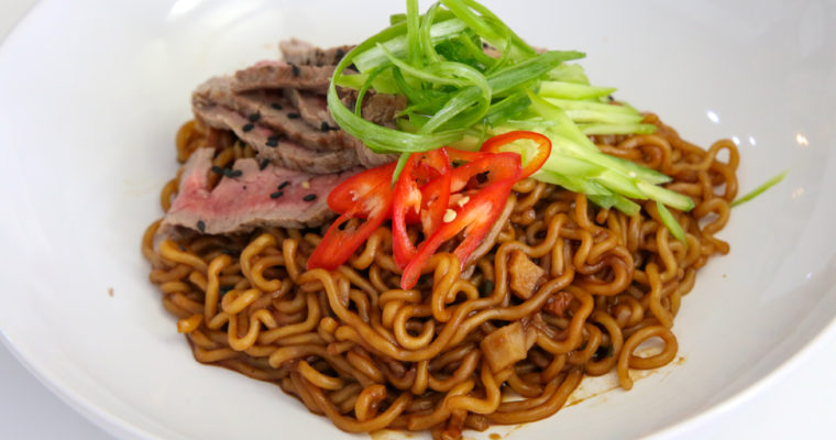 Jjapaguri (Ram-Don) with Steak Recipe + Mukbang!