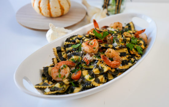 Squid Ink Pasta with Shrimp (Easy Halloween Recipe)